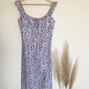 NWT Ruffle Strap Floral Midi Dress